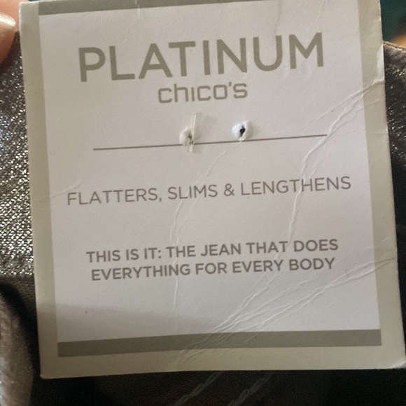 Chico’s Platinum 1 (Medium) NEW WITH TAGS Metallic Bronze Slim Leg Reg. Length - Picture 8 of 8